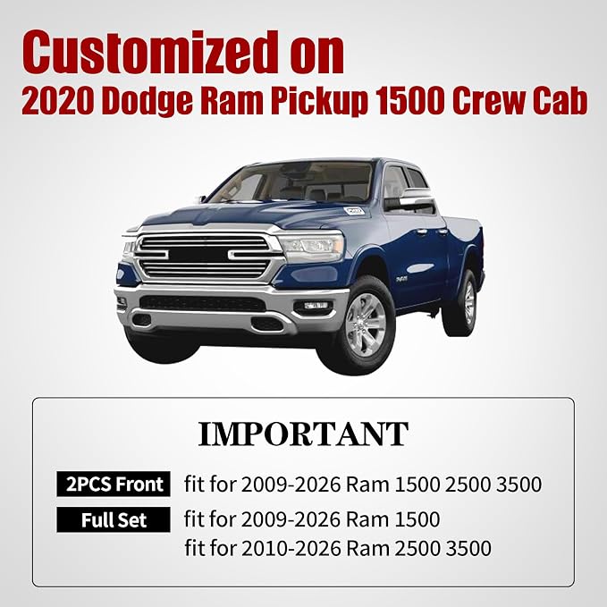 Aierxuan Dodge Ram Back Seat Covers Waterproof Leather Custom Fit 2009-2026 1500, 2010-2026 2500/3500 Crew Quad Regular Cab Pickup Cushions Compatible with Split Bench 40/60(Rear Seat/Black)