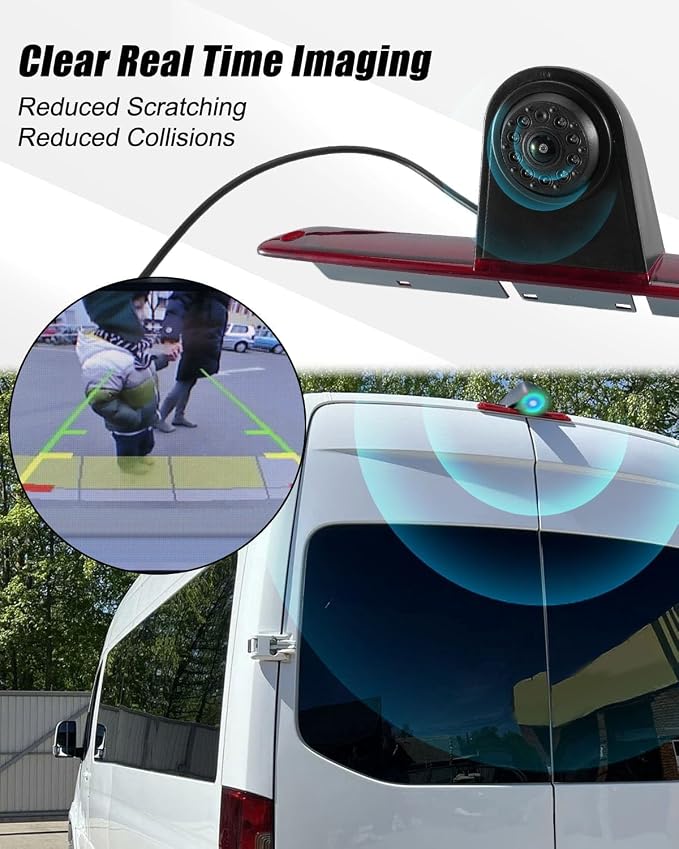 Brake Light Rearview Backup Camera Fit for Mercedes-Benz Sprinter, Dodge Sprinter, VW Crafter Vans 2007-2018, Rear View Reverse Parking Camera with 6 IR LEDs