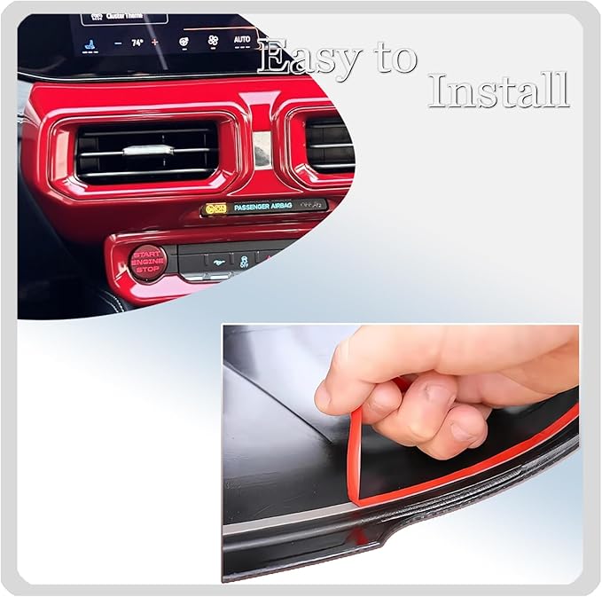 MUXEE A/C Vent Trim Panel Cover, for Ford Mustang 2024 2025 2026 - ABS Wine Red Dashboard AC Air Vent Outlet Sport Interior Trim Accessories（B-Shape）