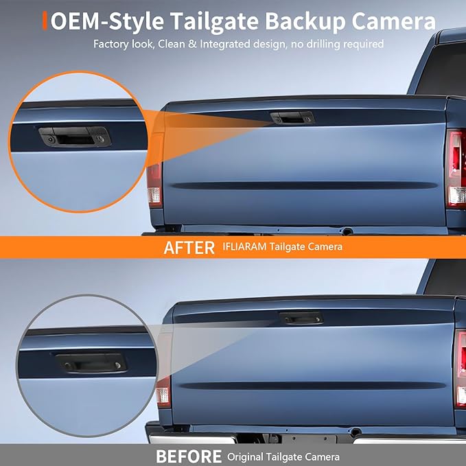 Tailgate Handle Backup Camera for 2009–2017 Dodge RAM 1500, for 2010–2017 Dodge RAM 2500 3500, Rear View Tailgate Backup Camera 170° Wide Angle, IP68 Waterproof, Replace OEM 68084284AB