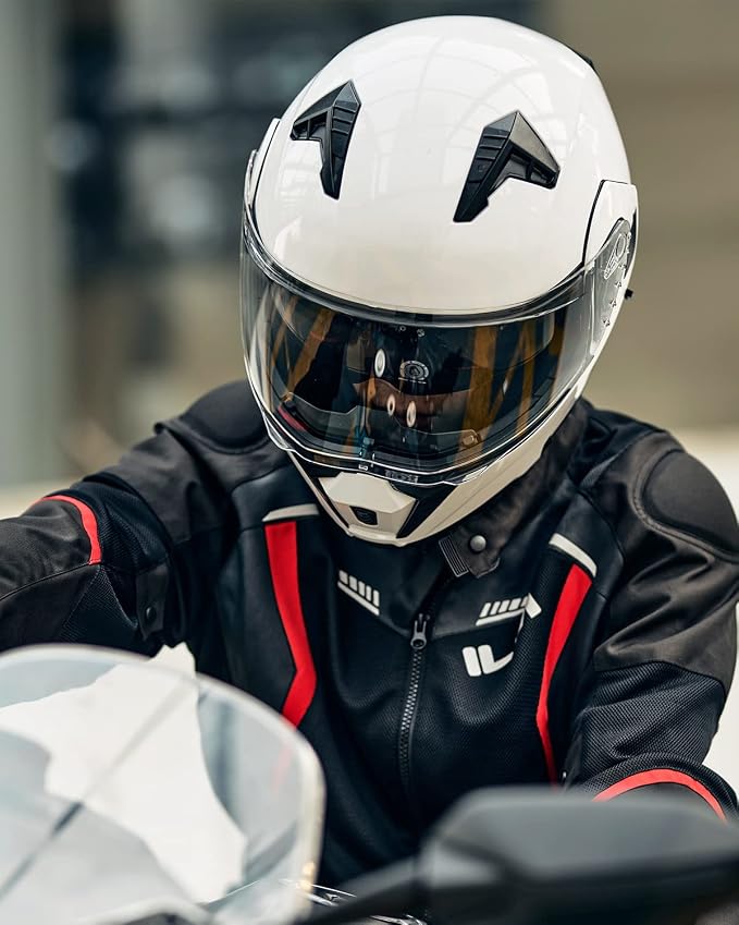 ILM Motorcycle Modular Full Face Helmet for Adult Flip up Dual Visor LED Tail Light Optional DOT