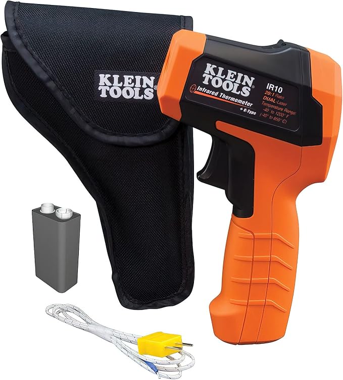 Klein Tools IR10 Infrared Thermometer + Magnetic Digital Pocket Thermometer Bundle