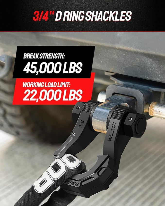 DAYDOOR 3/4" D Ring Shackles, Heavy Duty D Ring Shackles with 7/8 Pin, 45,000 lbs Break Strength Easy Open Towing Shackle for Off-Road Recovery, Winch, Trucks, Jeep, SUV & ATV (2 Pack)(Gray)