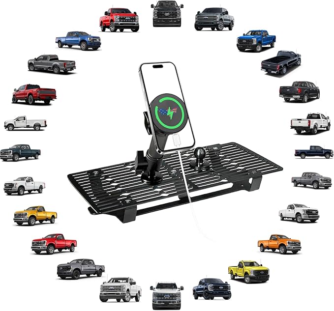 2025 F250 F350 Magnetic Phone Mount Compatible with 2023 2024 2025 2026 Ford F250 F350 Super Duty Accessories Metal Cell Phone Holder Dash Platform Mount