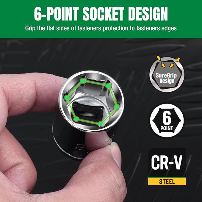 SK 1/2" Drive Socket Set, Metric Sockets, 11-Piece 10-20mm, SuperKrome Finish, Preminum CR-V Construction, with Aluminum Socket Organizer