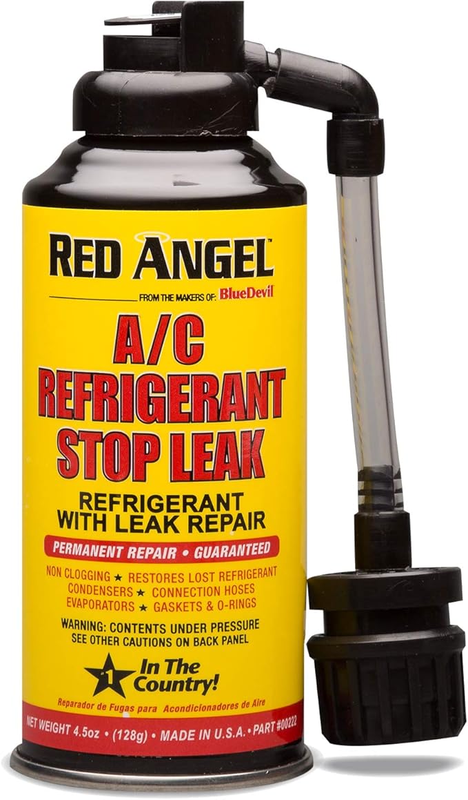 Red Angel Automotive A/C Refrigerant Stop Leak with Attached Cupler| Permanent Non-Clogging Leak Repair | 4.5 oz.