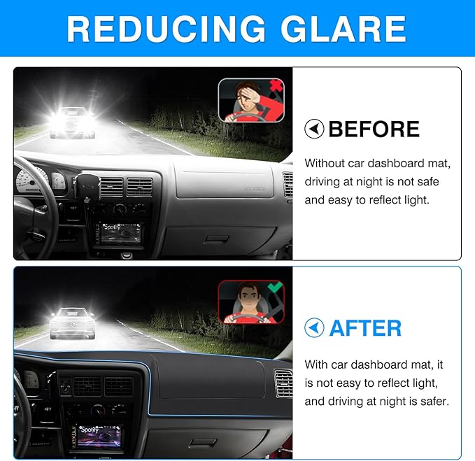 Autorder Gray Dashboard Cover Mat for Toyota Tacoma 1998-2004 Accessories Dash Cover Upgrade Polyester Dash Mat Sunshade Glare UV Rays Protector