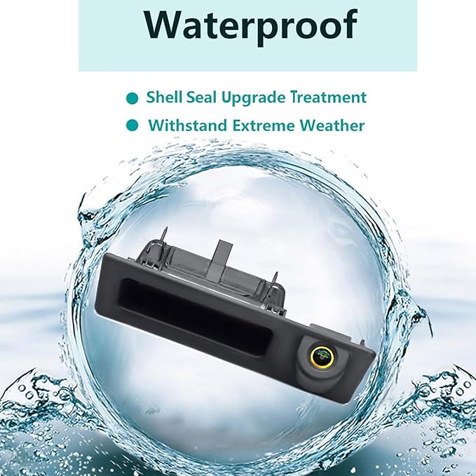 Vehicle Backup Camera CCD Compatible for BMW 3 5 Series X1 3 4 5 F07 F10 F11 F25 F26 F30 F34 Car Rear View AHD 1080P Camera Reverse Parking Fisheye Lens Waterproof Cam Car Trunk Handle Camera (golden)