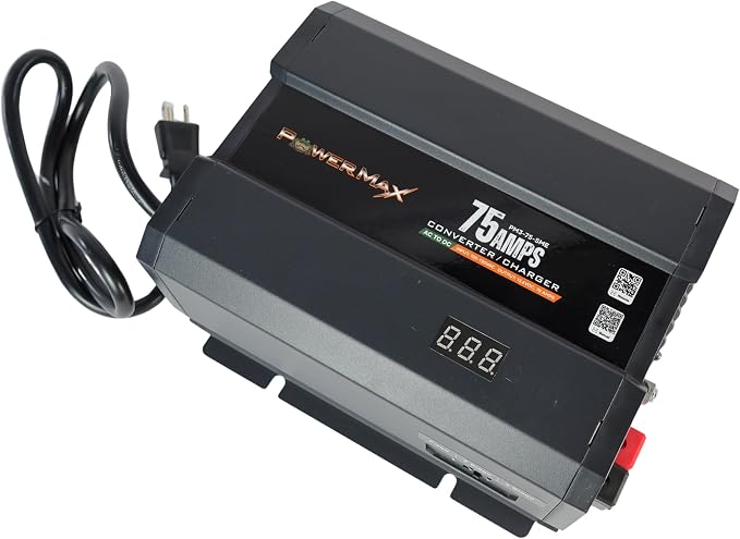 PowerMax PM3 75LK RV Power Converter - 12 Volt 75 Amp with 3 Stage Smart Charging Mode, Lithium Compatible