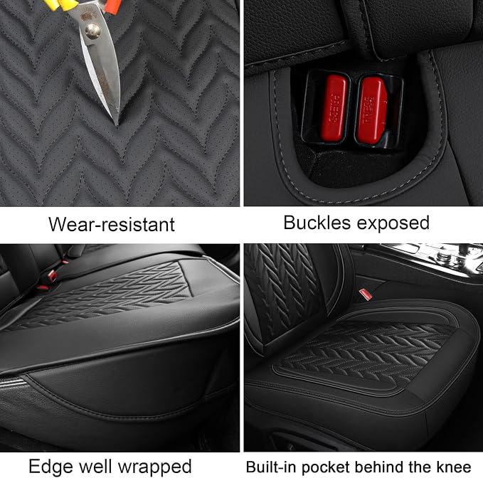 MIROZO F150 Seat Covers Full Set,Waterproof Seat Cover for Trucks Leather Car Seat Cover Fits 2015-2026 Ford F-150 and 2017-2026 F-250 F-350 Crew Cab,Heavy Duty Pickup Seat Protector (Full Set,Black)
