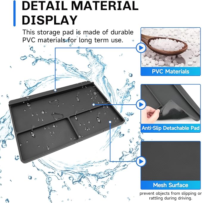 SXCY 2PCS for 2025 2026 Toyota Sienna Center Console Organizer+Console Storage Mat [Not for Console w/Cool Box] for 2021-2026 Toyota Sienna Accessories 2021-2025 2026 Sienna Armrest Console Organizer