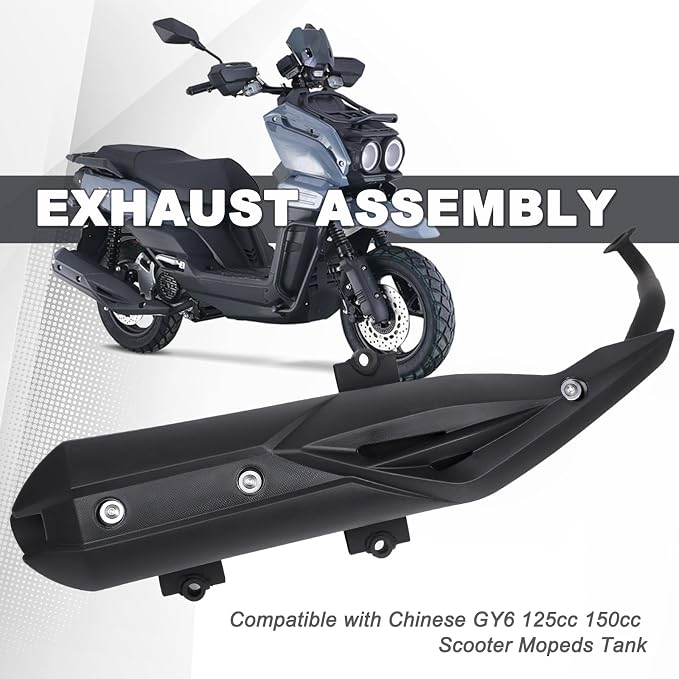 MINHO Heavy Iron Motorcycle Exhaust Muffler, Direct Replacement for Chinese GY6 Scooter, Tank 150cc 200cc Moped Exhaust Silencer
