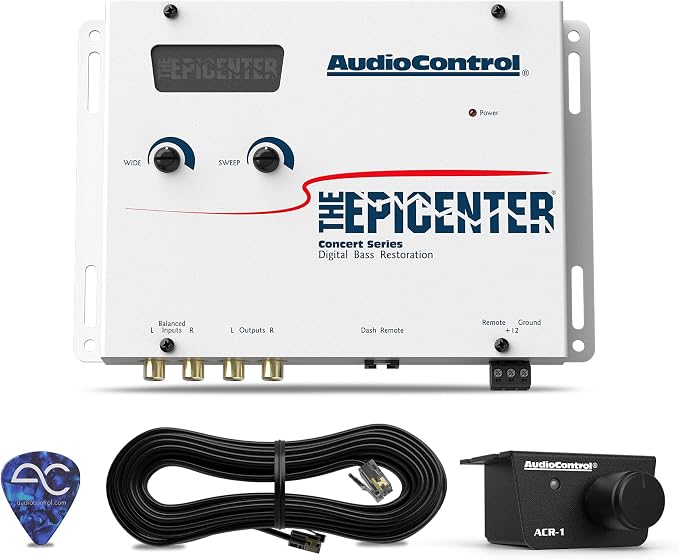 AudioControl The EPICENTER Concert Series Digital Bass Restoration Processor, Car Audio Bass Booster Enhancer with Included Dash Mount Wired Remote Control Knob, ParaBASS, Subsonic Filter (White)