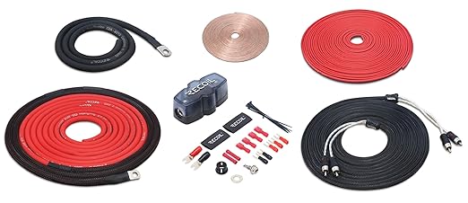 Recoil PCK8 True 8 Gauge 99.99% Oxygen Free Copper Complete Amplifier Wiring Kits, Subwoofer Installation Wiring Wire