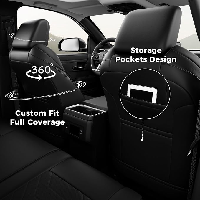 FREESOO Tacoma Car Seat Covers Fit for Toyota Tacoma 4th Gen 2024 2025 2026 Double Cab SR, SR5, Limited, TRD Sport/Off-Road,Trailhunter Full Covered (5 Seats/Black)