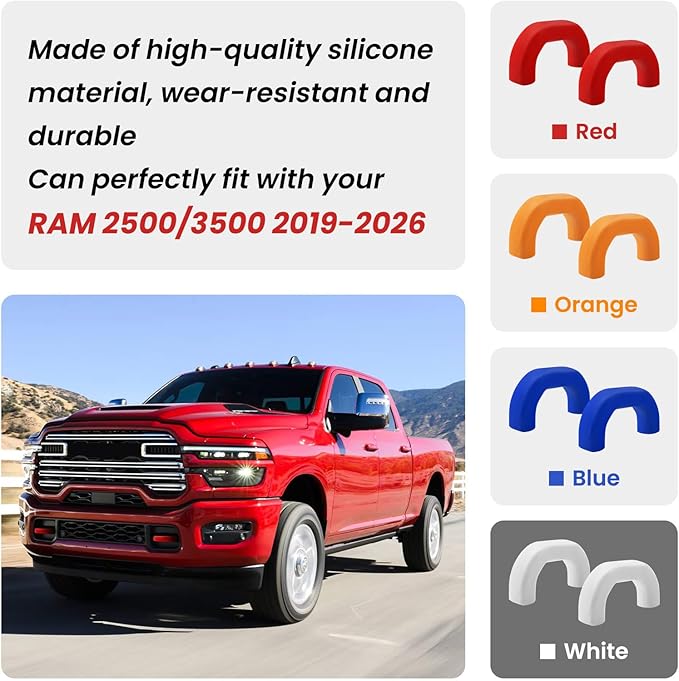 Front Tow Hooks Covers for RAM 2500/3500 2019-2026, Hitch Cover Customized Car Tow Hooks Compatible with RAM 2500/3500 Accessories 2019-2026 (Red)