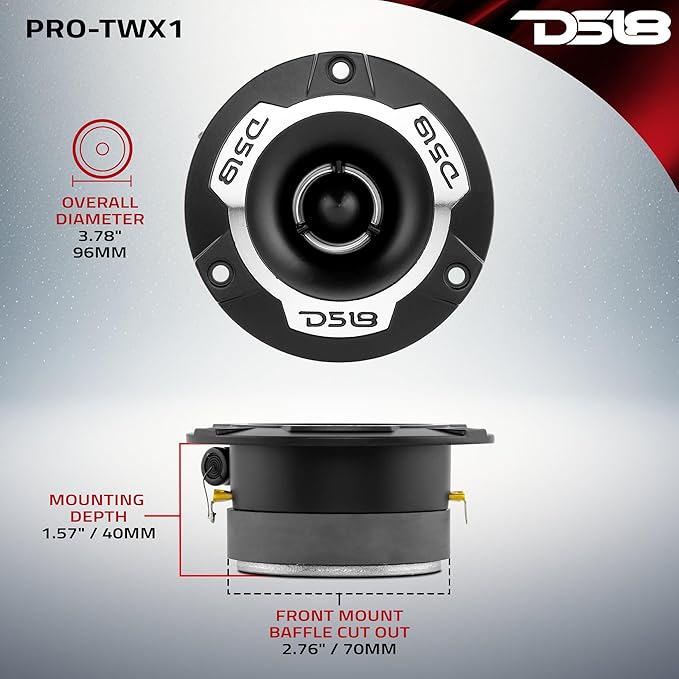 DS18 PRO-TWX1 Super Tweeter 1" Aluminum Frame and Diaphragm, 240W Max, 4 Ohms, Built in Crossover - PRO Tweeters are The Best in The Pro Audio and Voceteo Market - Pair