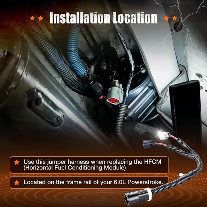 iFJF HFCM Fuel Pump Wiring Harness Compatible with Ford 6.0L Super Duty | F250-F550 Excursion Powerstroke V8, Common Rail System Guard, Heavy-Duty Fluoroelastomer Seals, Plug-and-Play Install