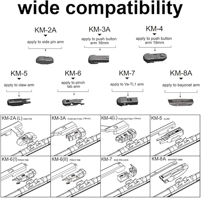 ASLAM 26" 19" Front Windshield Wiper Blades 2 Pack, Streak-Free & Quiet Durable Natural Rubber,All-Season Automotive Replacement Windshield Wiper Blades