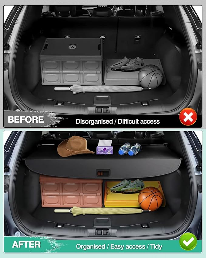 Powerty Cargo Cover for 2020-2024 2025 Ford Escape Accessories Trunk Cover Retractable Trunk Shielding Shade Cargo Luggage Cover Black