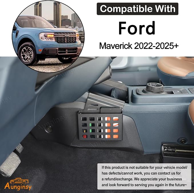 Aunginsy Center Console Left Side Gear Shift Storage Box Basket Compatible with Ford Maverick 2022-2025 Center Console Organizer Tray Side Gear Shift Armrest Storage Box Basket Interior Accessories