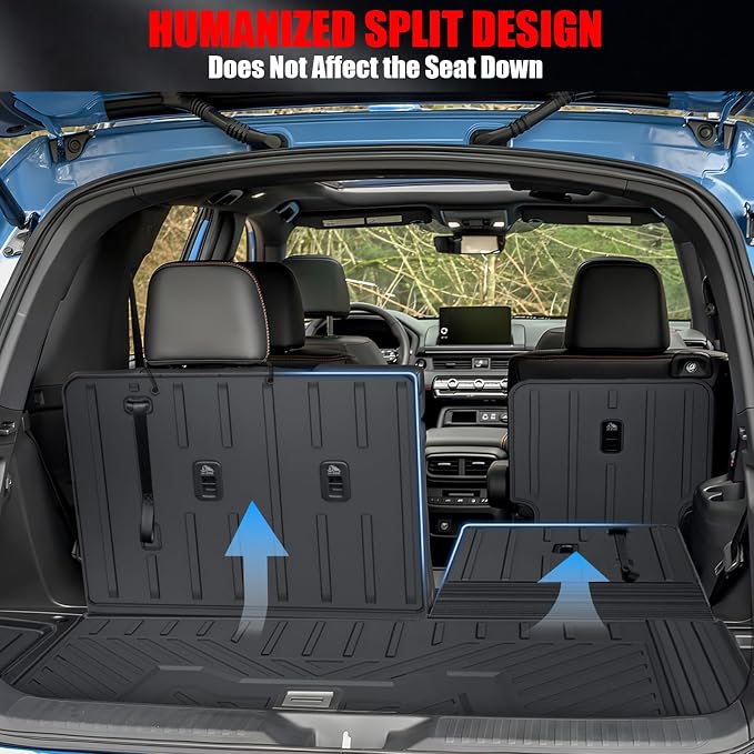 Floor Mats & Cargo Liner with Backrest Mat for Honda Pilot 2023-2025 2026 All Weather Protection TPE Rubber Full Set Floor Liners Trunk Mat for 2024 Honda Pilot Automotive Accessories, Black