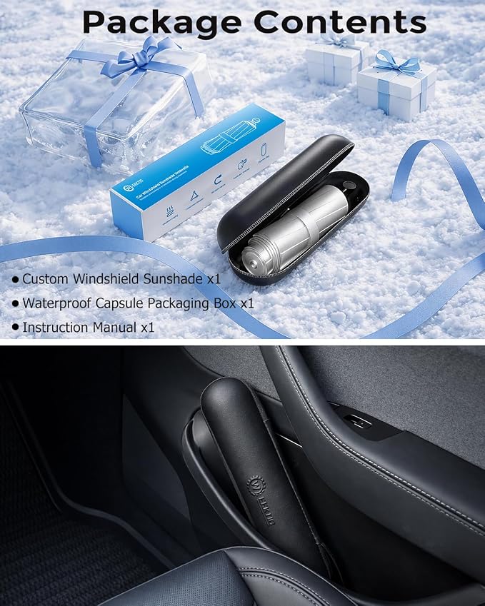 Weektic Truck Windshield Sun Shade Umbrella for F-150/Silverado/Tundra/RAM 1500/Sierra - Double Thickened Ice Crystal Coating, Sun & Heat Protection, Keep Vehicle Cool & Protect Interior