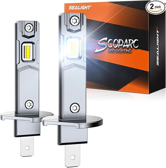 SEALIGHT H1 Fog Bulbs, 50,000LM Super Brighterness 1:1 Mini Size, 6500K Cool White Fog Lights, 3 Minutes Inatallation, Pack of 2