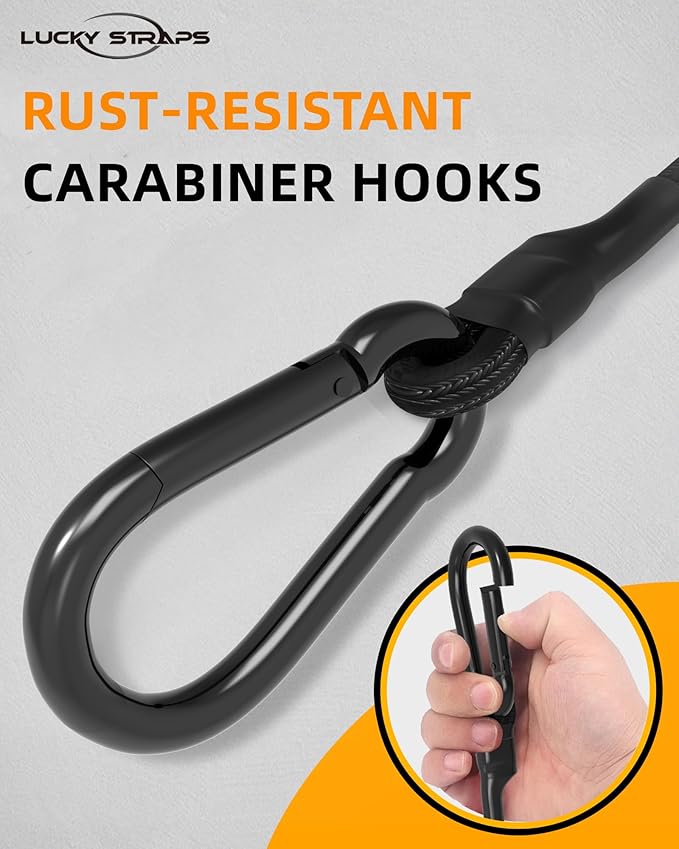 3 Inch Short Small Bungee Cords with Carabiner Hooks, 8 Pcs Black Mini UV Resistant Bungee Straps with Superior Elasticity Thai Latex, Great for Cargo, Bike, Kayak Boat, Luggage, etc