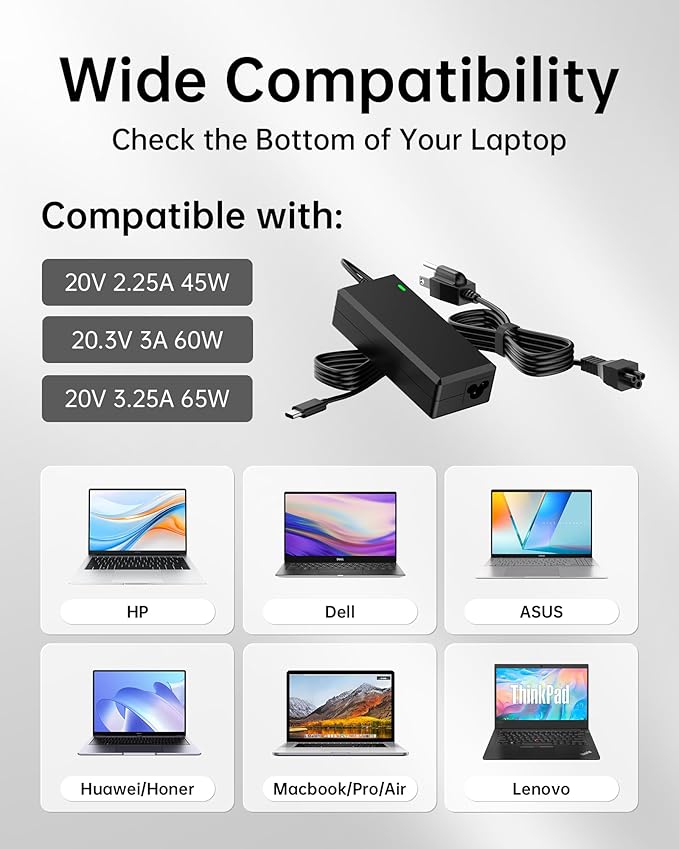 WUKUR 65W USB C Charger for NOCO UltraSafe Jump Starter Compatible with NOCO Boost X GBX45 GBX55 GBX75 GBX155 & Boost Air AX65 UltraSafe Portable Jump Starters Power Adapter Cord