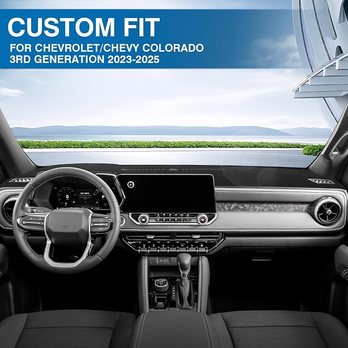 KUST Black Dash Cover for 2023-2025 2026 Chevy Chevrolet Colorado/GMC Canyon Non-Slip Dashboard Cover Polyester Interior Accessories for Colorado/Canyon Custom Fit Dash Mat Sunshade No Glare