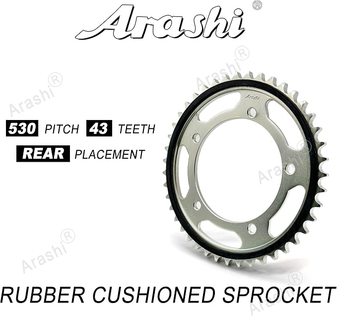 Arashi Front 18T Rear 43T Sprockets for Suzuki Hayabusa GSXR 1300 GSX1300R 2008-2018, Motorcycle Parts 530 Pitch Rubber Cushioned Reduce noise and vibration