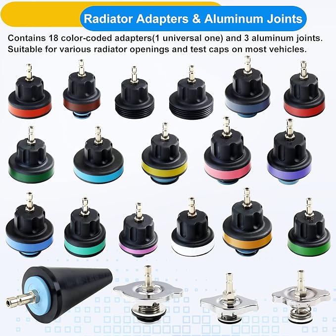 JoyFans Coolant Pressure Tester Kit, Cooling System Coolant Vacuum Refill Kit Automotive Tools Works on Radiator Leak Test & Coolant Fill Purge Service for Cars Trucks Airlift