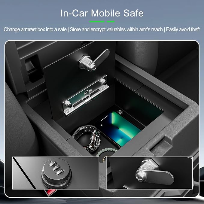 xipoqix Center Console Safe Vault Compatible with 2025 2026 Toyota 4Runner Armrest Safe Lock Box Not for Hybrid Replacement for 2025 2026 Toyota 4Runner Accessories