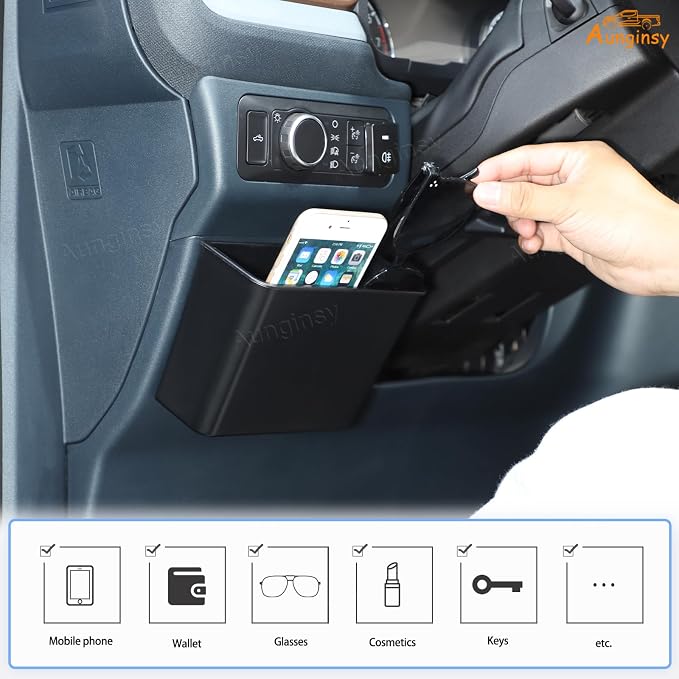Aunginsy Center Console Storage Box Compatible with Ford Maverick 2022 2023 2024 2025 2026 Driver's Left Side Panel Organizer Tray Dashboard Storage Pocket ABS Expander Space Interior Accessories