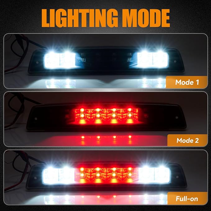 Third 3rd Brake Light LED for 1994-2001 Dodge Ram 1500, High Mount Rear Brake Lights Assembly for 94-02 Ram 2500 3500, Waterproof Center Cab Cargo Lamp Stop Light