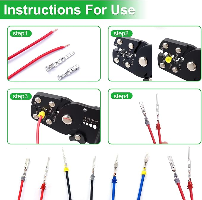 Twidec/535Pcs Car Electrical Wire Terminal Pins Connector Kit 1/1.5/1.8/2.2/2.8/3.5mm 26Type Male&Female Connectors Pin Terminal Auto Non-Insulated Plug Removal Crimp Pins with Wire Crimper Tool