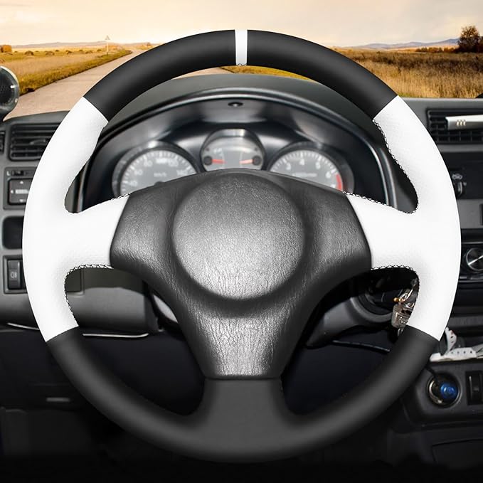 MEWANT Hand Stitch Steering Wheel Cover for Toyota RAV4 1998-2003 / Celica 1999-2006 / Corolla 2003-2008 / Matrix 2002-2008 / MR2 1999-2007 / Supra/Caldina, Custom Fit DIY Wrap Interior Accessories