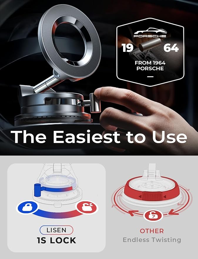 LISEN for Magsafe Car Mount, Magnetic Phone Holders for Your Car, Car Phone Holder Magnetic, Car Accessories for Women Men Ford Jeep Truck BMW, Gifts for iPhone 17 Pro Max 16 15 14 13 12