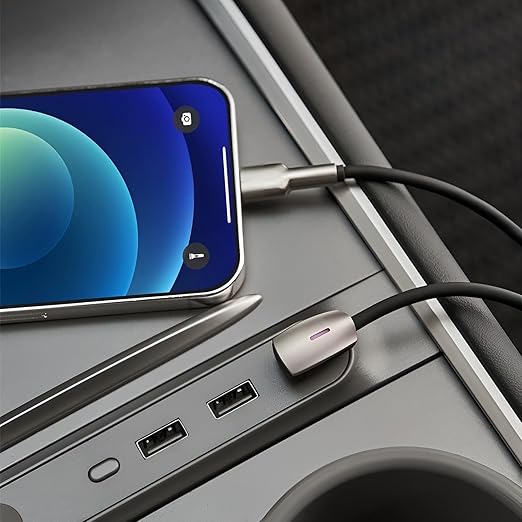 USB C to USB C Fast Charging Cable for Tesla Model 3 Model Y Model S Model X Cybertruck Accessories 90 Degree Type C Cord Charger Fit for iPhone 15/16/17 Pro/Plus/Max, Android Phones, Sansumg