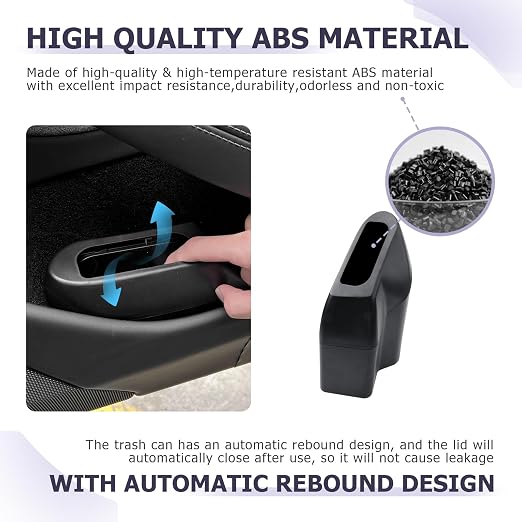 LUWU Car Trash Can Compatible with 2018-2025 Tesla Model3 & ModelY Interior Accessories with Lid Portable Mini Trash Bin Leak-proof (Right)