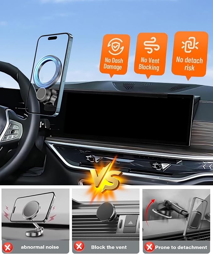 Magnetic Car Phone Mount for 2024-2026 BMW The X5/X6/ 2023-2026 BMW X7 Accessories, for MagSafe Strong Magnets Cell Phone Holder 14.9-Inch Screen Cradles, with Portable Phone Gripper