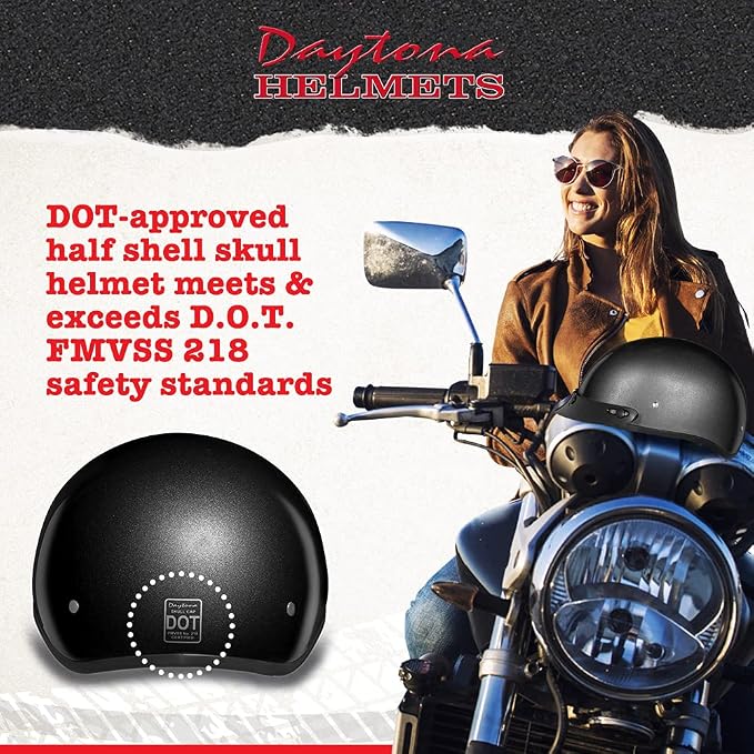 Motorcycle Helmet Half Skull Cap - Lightweight & Stylish DOT Approved Helmets for Adults - Perfect for Men and Women Riders - Comfortable & Secure Fit- Stylish Protection for Everyday Riding