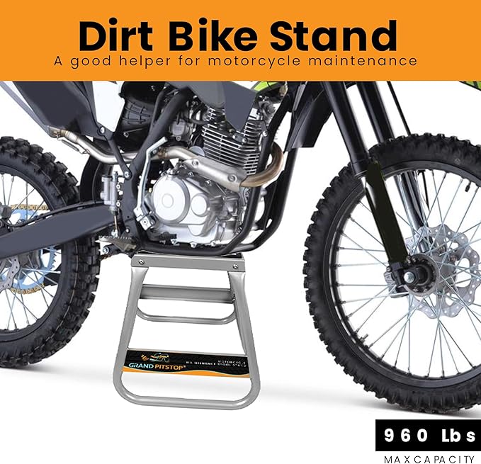 GRAND PITSTOP Motorcycle & Powersports Maintainence Stand Dirt Bike Stand,Universal Detachable Powder Coated non Slip Off Road Steel Heavy Duty Dirtbike Maintenance Motorcycle Box Stand (Silver)