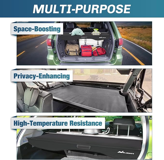 Nilight Trunk Cargo Cover for Ford Escape 2013 2014 2015 2016 2017 2018 2019, Retractable Security Shade Rear Cargo Cover, with Trunk Storage Net