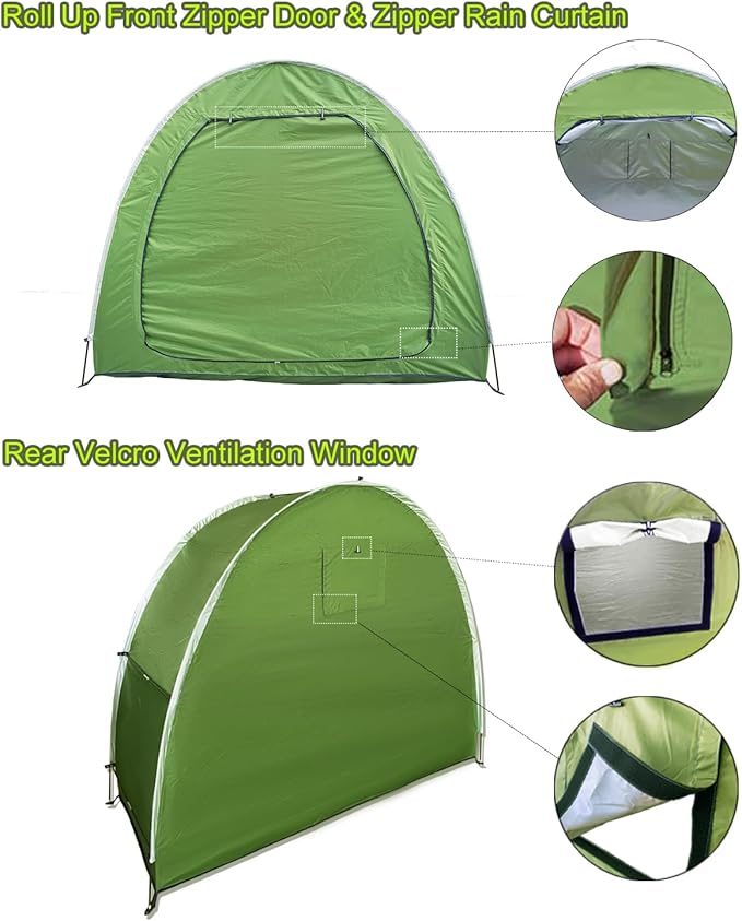 HuaKastro Outdoor Bike Cover Bicycle Tent for 2 Bikes, Waterproof Oxford Storage Tent, Foldable Bike Shelter for Camping