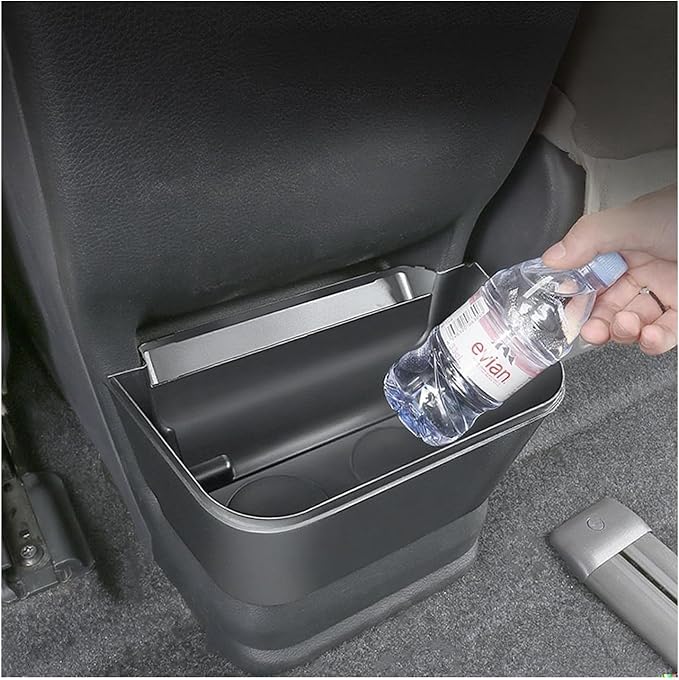 JYCDC Rear Center Console Trash Can Compatible with Toyota Sienna 2026 2025 2024 2023 2022 Accessories, Second Row Cup Holder with Lid, 2nd Row Garbage Bin Organizer Interior Parts (Black)