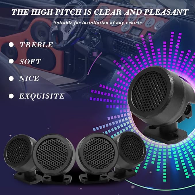 FERCAISH 4 Pcs 500W Car Speakers, TP-006A High Power Stereo Car Tweeter, Vertical Round Easy to Install Speakers for Surface Mounting on Truck and Boat