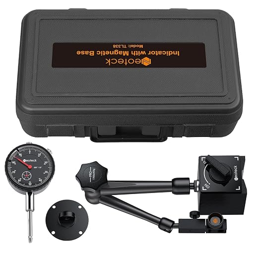 Neoteck 0-1"/0.001" Dial Indicator and Magnetic Base Set with Storage Case, Dial Gauge and Magnetic Holder for 3D Printer Lathe Workshop CNC Machine Table Saw- 176lbs (80kg) Max Pull-Black