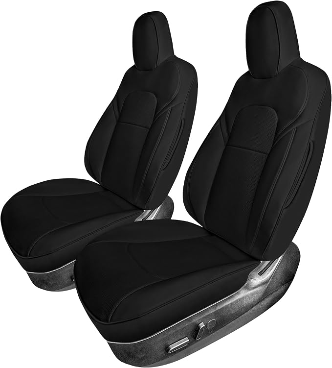 FH Group Custom Fit Car Seat Covers Specifically Made for 2020-2025 Tesla Model Y Faux Leather Water Resistant Automotive Seat Covers -Front Set Black